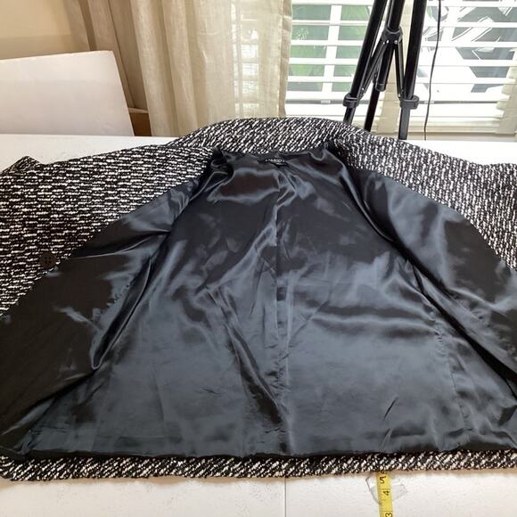 Talbots Double Breasted Alpaca Wool Sz 14 Black White Tweed Blazer Short Jacket - Picture 8 of 12